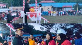 Kapolsek Tabukan Utara Iptu David Kojongian menerima Bendera Pusaka Merah Putih
Sekaligus Menyerahkan Hadiah Kepada Pemenang Lomba Gerak Jalan