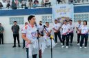 Bupati Kabupaten Kepulauan Sangihe Michael Thungari sedang membacakan sambutan Gubernur Sulawesi Utara