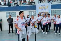 Bupati Kabupaten Kepulauan Sangihe Michael Thungari sedang membacakan sambutan Gubernur Sulawesi Utara