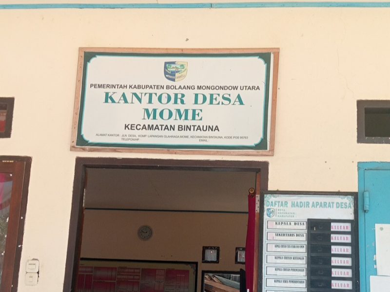 Kantor Desa Mome Kecamatan Bintauna