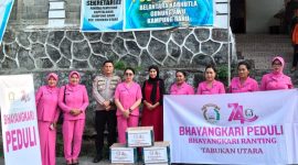 Kapolsek Tabukan Utara Iptu David Kojongian, Ketua Bhayangkari Tabukan Utara Ny. Nancy David Bersama Jajaran Bhayangkari Ranting Tabukan Utara, serta Pj Kapitalaung Kampung Bahu