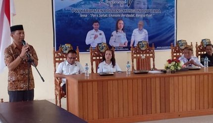 Pelaksana Tugas (Plt.) Bupati Bolaang Mongondow Utara (Boltara), melalui Sekretaris Daerah (Sekda) dr. Jusnan C. Mokoginta, MARS, secara resmi membuka Konferensi V Persatuan Wartawan Indonesia (PWI) Kabupaten Bolaang Mongondow Utara, yang digelar di Aula Sekretariat DPRD Boltara