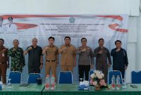 Bupati Kabupaten Kepulauan Sangihe Michael Thungari, bersama Wakil Bupati Sangihe Tendris Bulahari, Ketua DPRD Sangihe Denny Roy Tampi, Sekda Sangihe Johanis Pilat dan lainnya