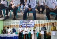 Bupati Kabupaten Kepulauan Sangihe, Michael Thungari, Stafsus Bupati Bidang Informasi Publik Dandy Abram, Kadis Kominfo Ronald Lumiu, dan Kepala Dinas PMDD, serta Camat Tabukan Utara, Ke empat Calon Kapitalaung dan Panitia Pemilihan Kapitalaung