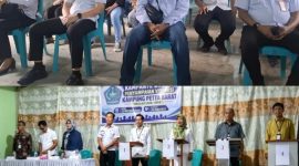 Bupati Kabupaten Kepulauan Sangihe, Michael Thungari, Stafsus Bupati Bidang Informasi Publik Dandy Abram, Kadis Kominfo Ronald Lumiu, dan Kepala Dinas PMDD, serta Camat Tabukan Utara, Ke empat Calon Kapitalaung dan Panitia Pemilihan Kapitalaung