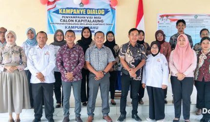 Kampanye Dialogis Pemilihan Kapitalaung (Pilkam) Kampung Bahu, Kecamatan Tabukan Utara, Kabupaten Kepulauan Sangihe, resmi berakhir pada Kamis (15/10/2026). Menutup tahapan kampanye, kedua calon Kapitalaung sepakat mengajak masyarakat menjaga persatuan dan kedamaian menjelang hari pemungutan suara pada 21 Oktober 2026.