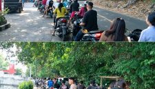 Antrian di SPBU Petta Kecamatan Tabukan Utara