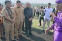 Gubernur Sulawesi Utara (Sulut), Mayjen TNI (Purn.) Yulius Selvanus, tiba di Bandara Naha, Kecamatan Tabukan Utara, Kabupaten Kepulauan Sangihe dan disambut prosesi penyambutan adat